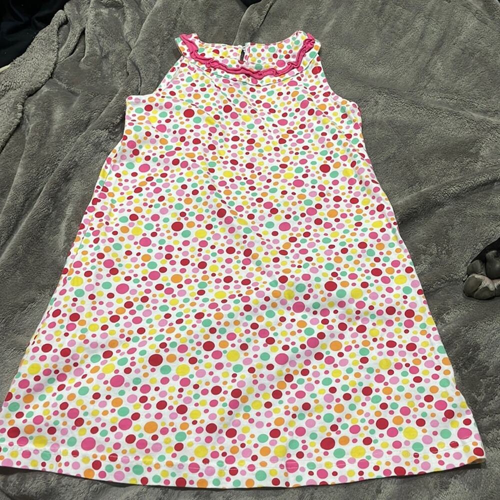 Hanna Andersson 110 6/7 tank a line polka dot confetti 💯cotton dress euc